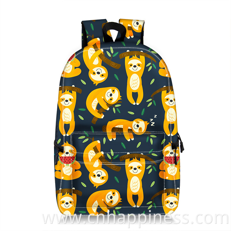 Wholesale blank sublimation full print waterproof backpacks zoo animal shoulders backpack school bag